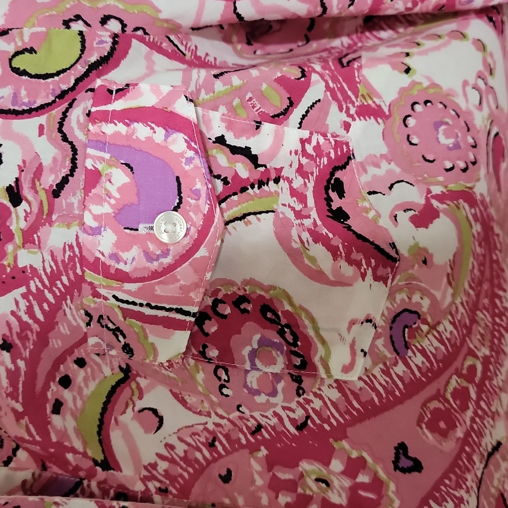 Jones New York Signature Pink Multicolored Button Down Blouse Women's Size XL - Picture 6 of 9